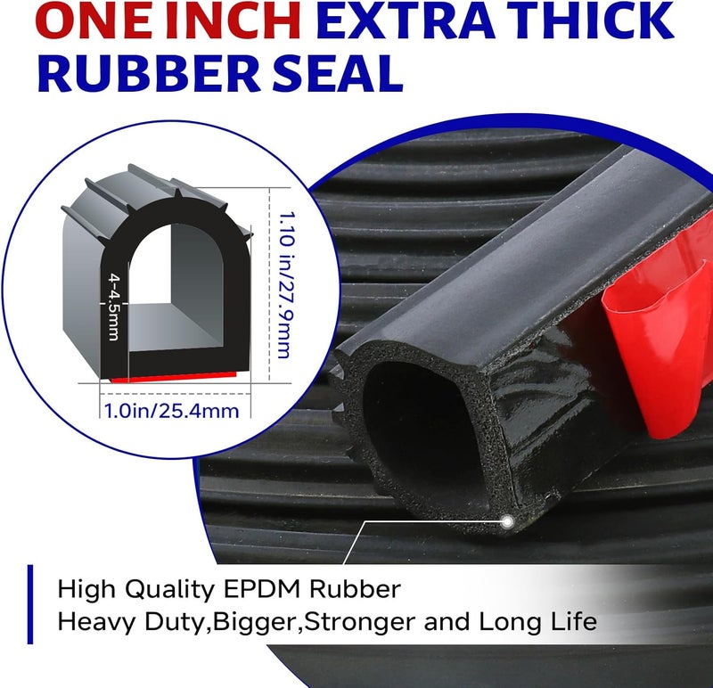 EdgeSeal D Shape Door Rubber Seal Strip,1" RV Slide Out Seal Self-Adhesive EPDM Rubber,Heavy Duty Automotive Weather Stripping for Fill Gaps,Apply to Car,Truck,RV,Boat and Home Application (6ft) - Image 2